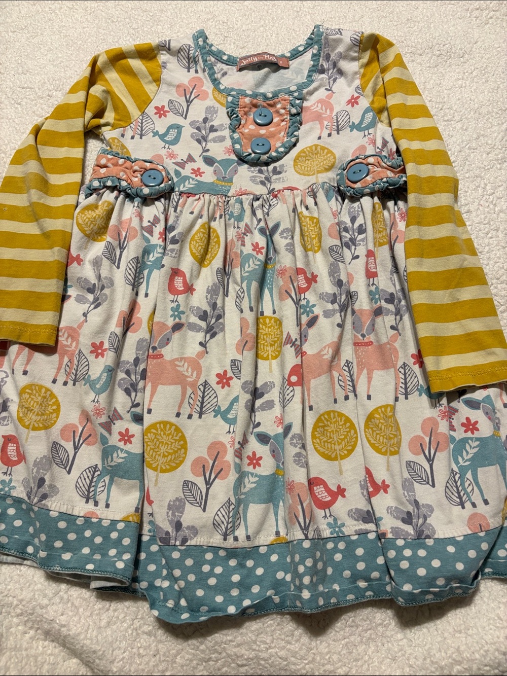Jelly the Pug Pastel Woodland Knit Dress Size 6